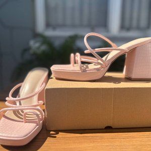 Pretty pink short chunky heel